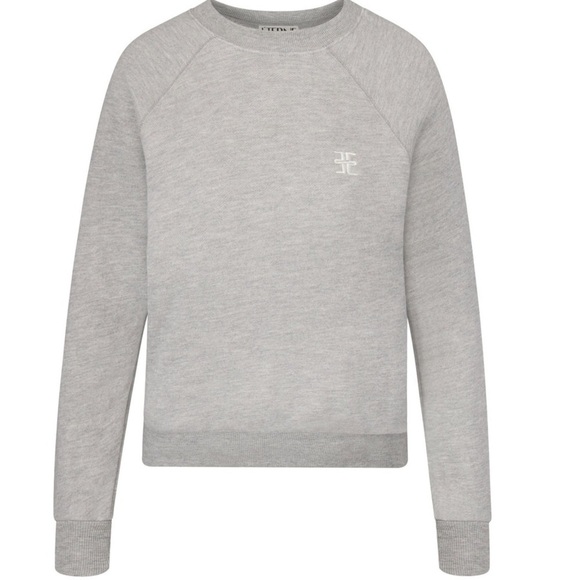 ÉTERNE Tops - ÉTERNE SHRUNKEN RAGLAN CREWNECK SLIM FIT CROPPED LENGTH SWEATSHIRT HEATHER GREY